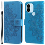 Xiaomi Redmi A1+ 4G / A2+ 4G / Poco C50 4G (med fingeraftrykshul), PU-læder-pung-etui med magnetlukning og trykt blomstermønster, stativ, fuld beskyttelse, foldbart etui med rem