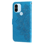 Xiaomi Redmi A1+ 4G / A2+ 4G / Poco C50 4G (med fingeraftrykshul), PU-læder-pung-etui med magnetlukning og trykt blomstermønster, stativ, fuld beskyttelse, foldbart etui med rem