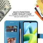 Xiaomi Redmi A1+ 4G / A2+ 4G / Poco C50 4G (med fingeraftrykshul), PU-læder-pung-etui med magnetlukning og trykt blomstermønster, stativ, fuld beskyttelse, foldbart etui med rem