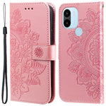 Xiaomi Redmi A1+ 4G / A2+ 4G / Poco C50 4G (med fingeraftrykshul), PU-læder-pung-etui med magnetlukning og trykt blomstermønster, stativ, fuld beskyttelse, foldbart etui med rem