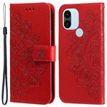 Xiaomi Redmi A1+ 4G / A2+ 4G / Poco C50 4G (med fingeraftrykshul), PU-læder-pung-etui med magnetlukning og trykt blomstermønster, stativ, fuld beskyttelse, foldbart etui med rem