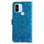 For Xiaomi Redmi A1+ 4G / A2+ 4G / Poco C50 4G PU Leather Sunflower Imprinted Phone Case Overall Coverage Magnetic Closure Stand Flip Cover with Wrist Strap