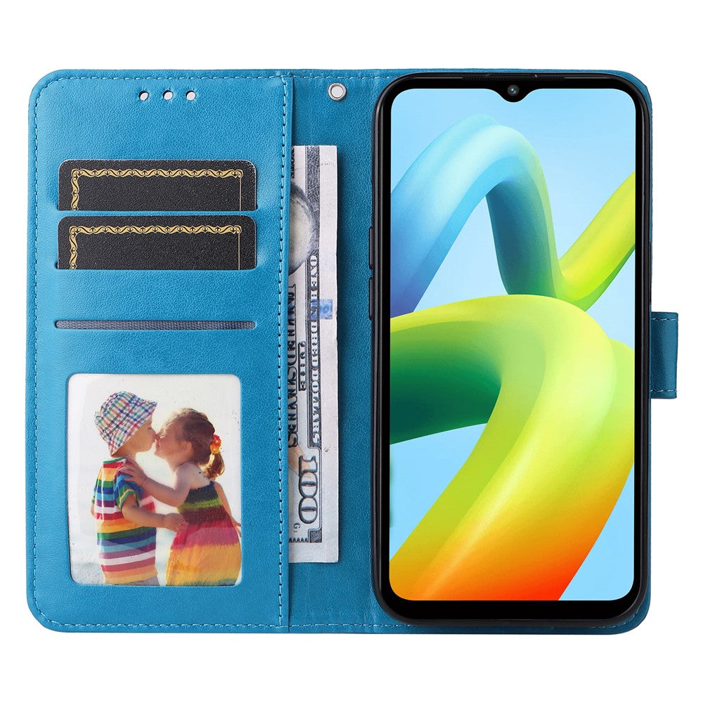 For Xiaomi Redmi A1+ 4G / A2+ 4G / Poco C50 4G PU Leather Sunflower Imprinted Phone Case Overall Coverage Magnetic Closure Stand Flip Cover with Wrist Strap