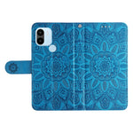 For Xiaomi Redmi A1+ 4G / A2+ 4G / Poco C50 4G PU Leather Sunflower Imprinted Phone Case Overall Coverage Magnetic Closure Stand Flip Cover with Wrist Strap