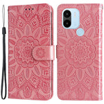 For Xiaomi Redmi A1+ 4G / A2+ 4G / Poco C50 4G PU Leather Sunflower Imprinted Phone Case Overall Coverage Magnetic Closure Stand Flip Cover with Wrist Strap