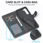 LC.IMEEKE Shockproof Phone Case For Samsung Galaxy S23+, Calf Texture Magnetic Clasp PU Leather Wallet Stand Protective Cell Phone Cover