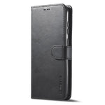 LC.IMEEKE Shockproof Phone Case For Samsung Galaxy S23+, Calf Texture Magnetic Clasp PU Leather Wallet Stand Protective Cell Phone Cover