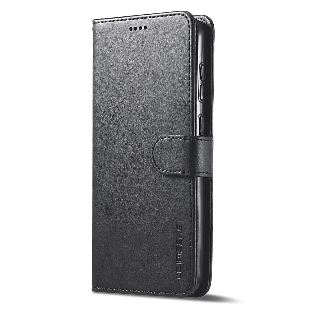 LC.IMEEKE Shockproof Phone Case For Samsung Galaxy S23+, Calf Texture Magnetic Clasp PU Leather Wallet Stand Protective Cell Phone Cover