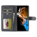 LC.IMEEKE Shockproof Phone Case For Samsung Galaxy S23+, Calf Texture Magnetic Clasp PU Leather Wallet Stand Protective Cell Phone Cover