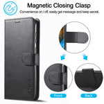 LC.IMEEKE Shockproof Phone Case For Samsung Galaxy S23+, Calf Texture Magnetic Clasp PU Leather Wallet Stand Protective Cell Phone Cover
