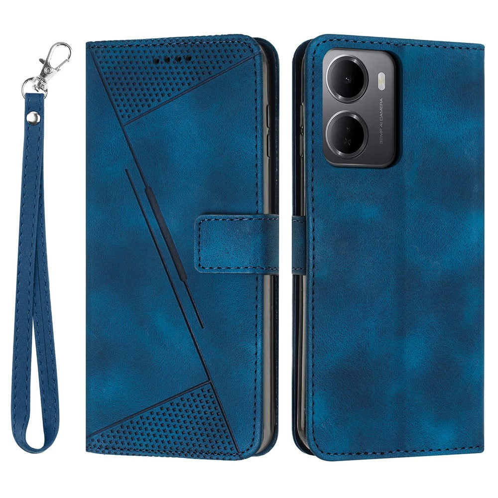 For Xiaomi Redmi 15a 5G Leather Case Imprinted Triangle Phone Cover with Hand Strap