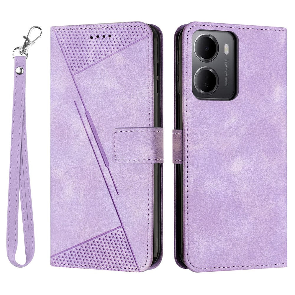 For Xiaomi Redmi 15a 5G Leather Case Imprinted Triangle Phone Cover with Hand Strap
