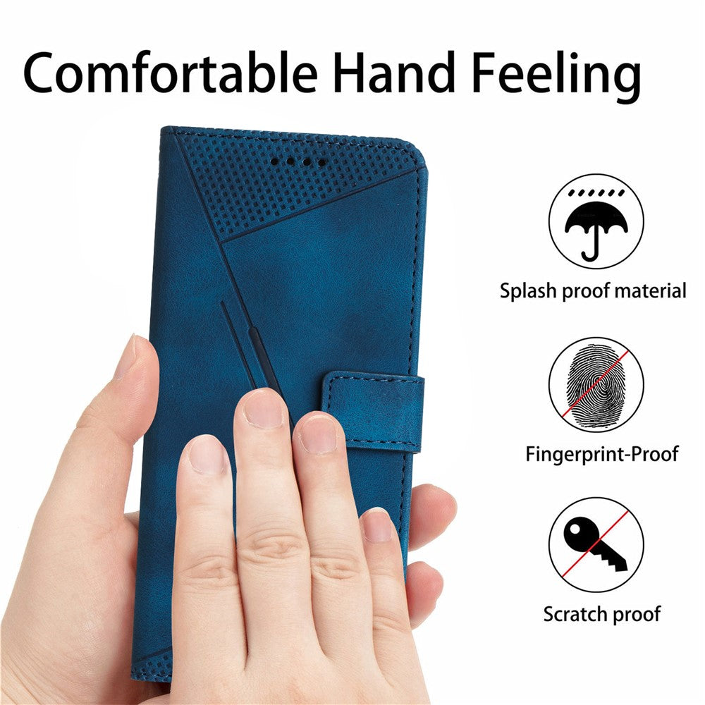 For Xiaomi Poco C85x 5G / Redmi A7 Pro 4G (171.56mm) Leather Case Imprinted Triangle Phone Cover with Hand Strap