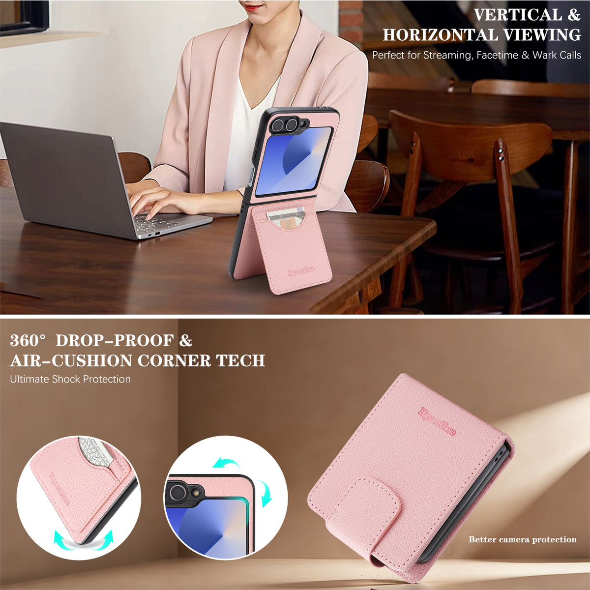 For Samsung Galaxy Z Flip7 FE 5G / Galaxy Z Flip6 5G HGUANCASE Case Wallet Stand Detachable Vintage Leather Phone Cover with Wrist Strap