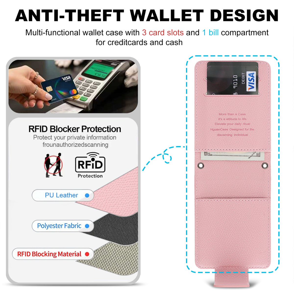 For Samsung Galaxy Z Flip7 FE 5G / Galaxy Z Flip6 5G HGUANCASE Case Wallet Stand Detachable Vintage Leather Phone Cover with Wrist Strap