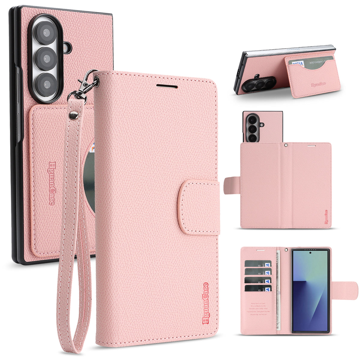 Til Samsung Galaxy Z Fold6 5G HGUANCASE Etui Pung Stand Aftageligt Vintage Læder Telefoncover med Håndrem