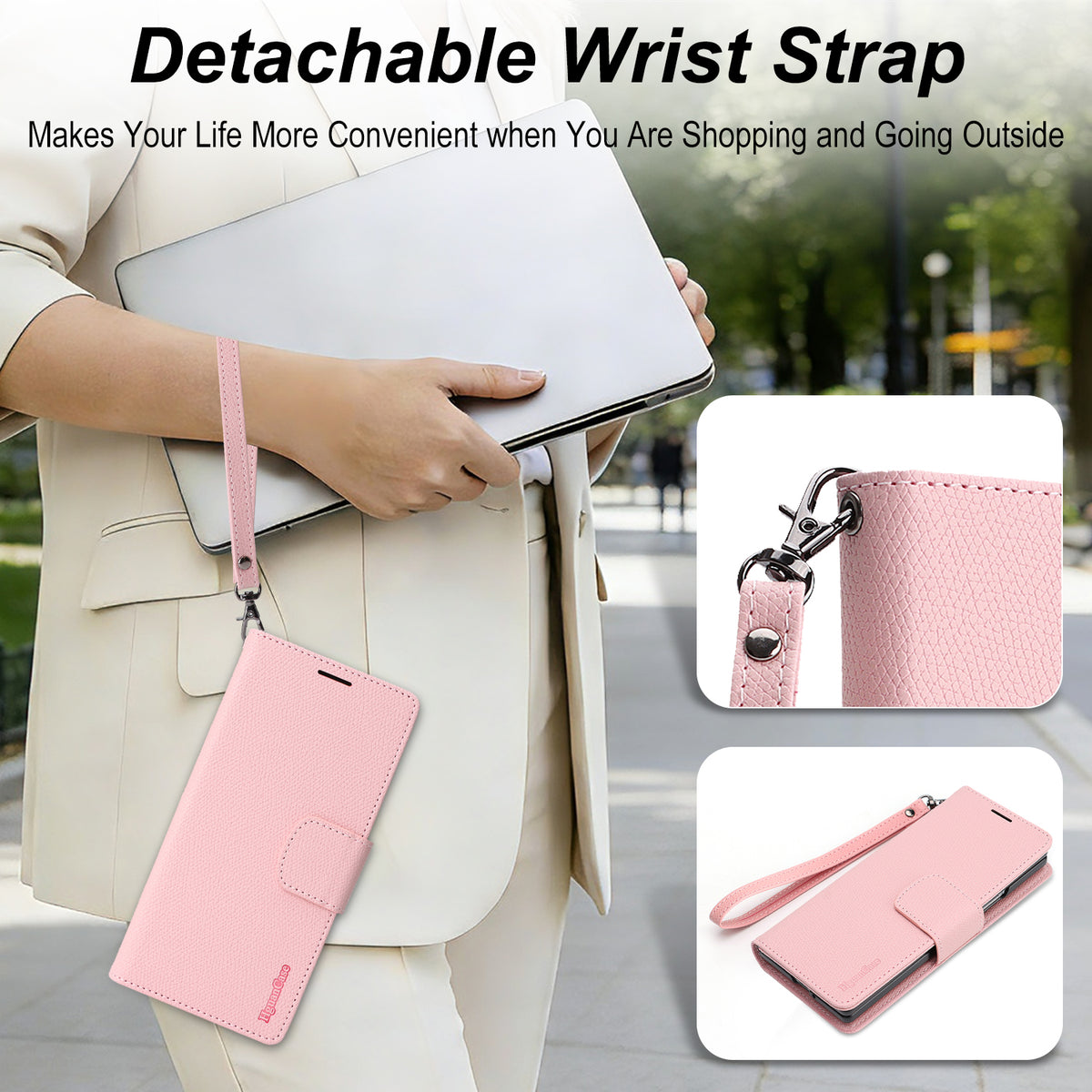 Til Samsung Galaxy Z Fold6 5G HGUANCASE Etui Pung Stand Aftageligt Vintage Læder Telefoncover med Håndrem