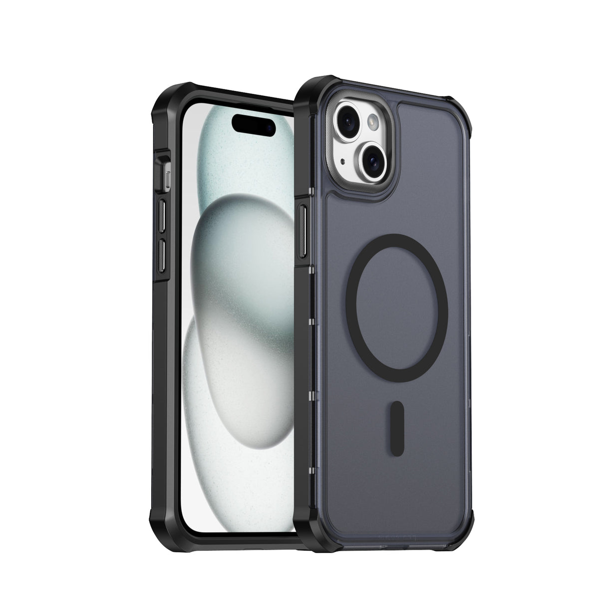 For iPhone 15 Plus Magnetic Case Electroplated Frame Skin-touch TPU+PC Phone Cover
