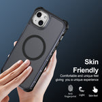 For iPhone 15 Plus Magnetic Case Electroplated Frame Skin-touch TPU+PC Phone Cover