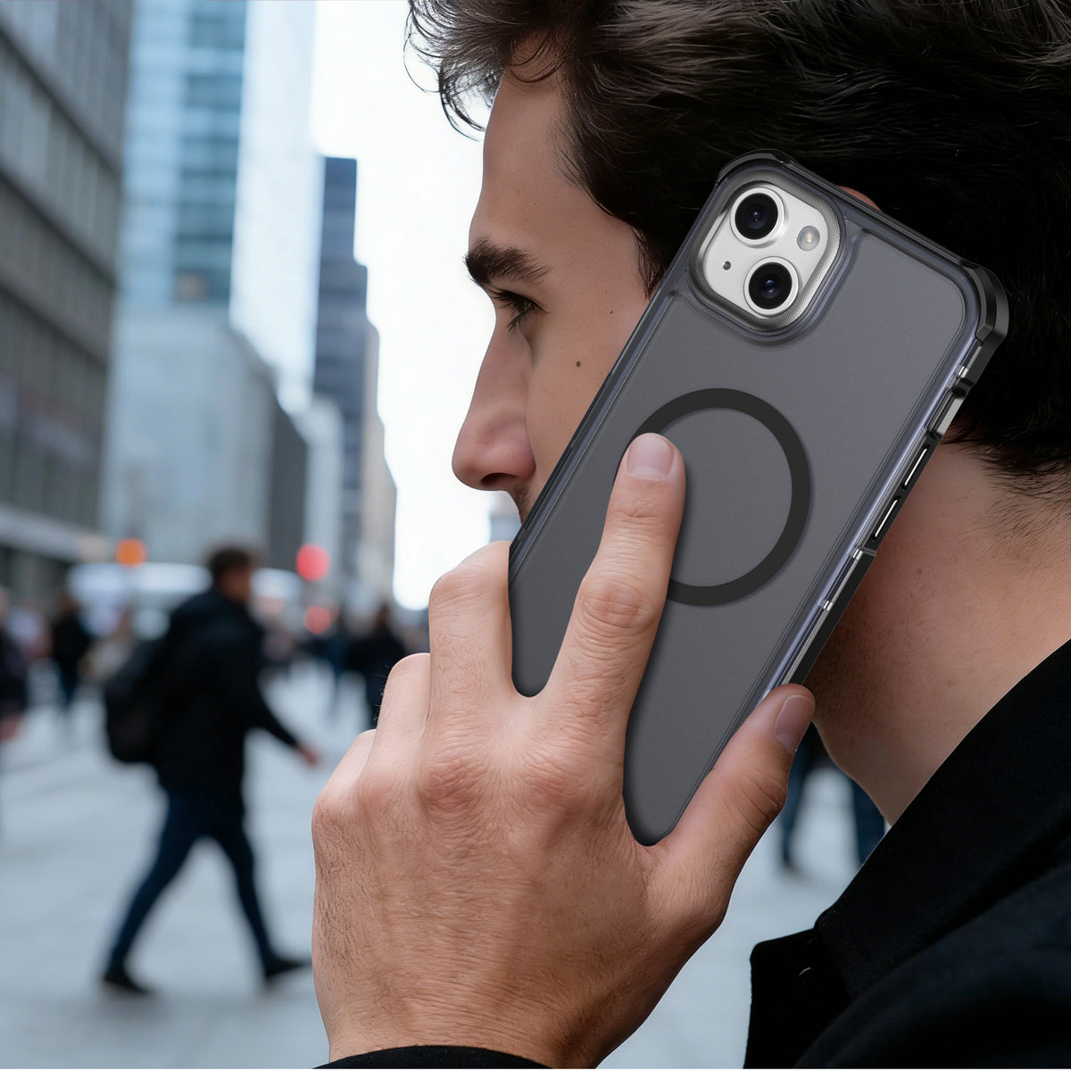 For iPhone 15 Plus Magnetic Case Electroplated Frame Skin-touch TPU+PC Phone Cover