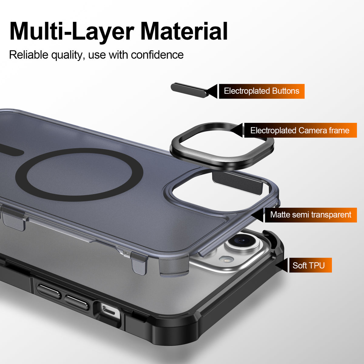 For iPhone 15 Plus Magnetic Case Electroplated Frame Skin-touch TPU+PC Phone Cover