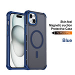 For iPhone 15 Plus Magnetic Case Electroplated Frame Skin-touch TPU+PC Phone Cover