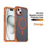 For iPhone 15 Plus Magnetic Case Electroplated Frame Skin-touch TPU+PC Phone Cover