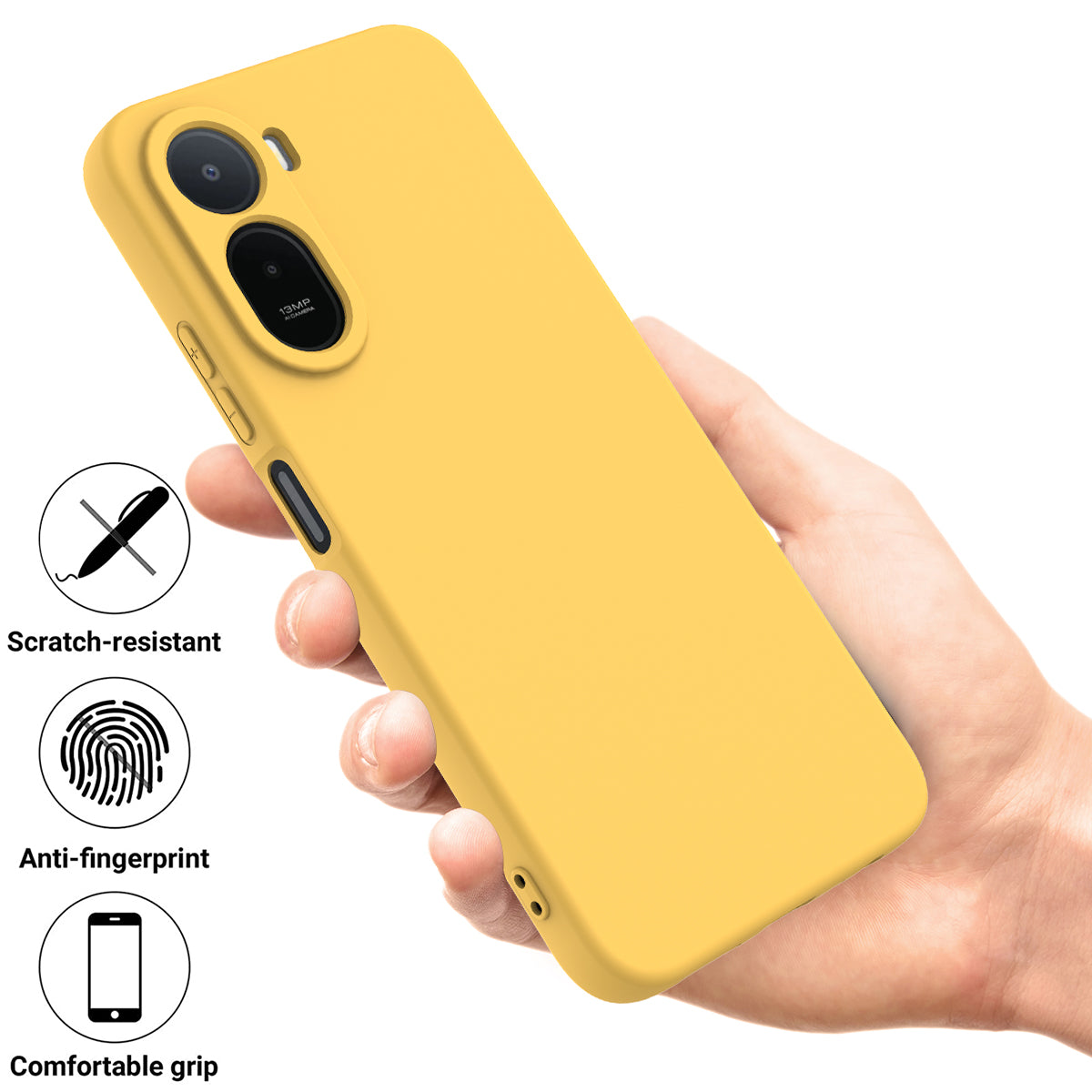 Liquid Silicone Case for Xiaomi Poco C85x 5G / Redmi A7 Pro 4G (171.56mm) / Redmi A7 Pro 5G Phone Back Cover with Hand Strap