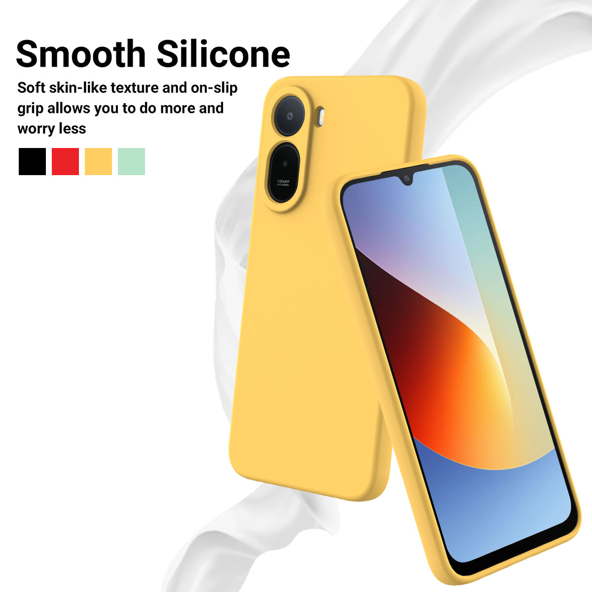 Liquid Silicone Case for Xiaomi Poco C85x 5G / Redmi A7 Pro 4G (171.56mm) / Redmi A7 Pro 5G Phone Back Cover with Hand Strap