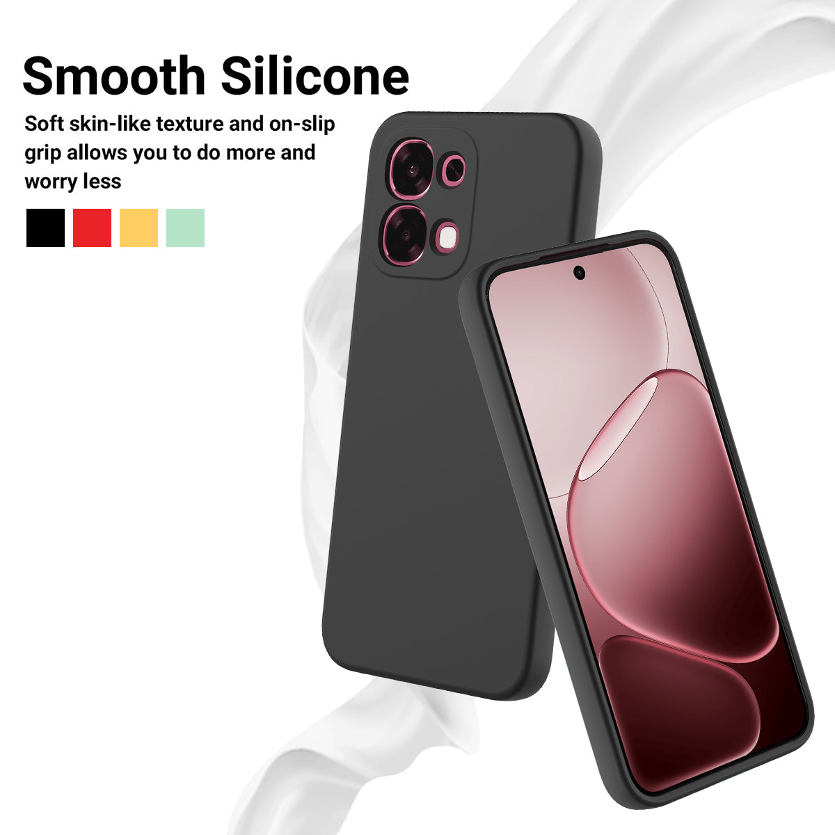 For Oppo F33 5G Liquid Silicone Case Phone Back Cover with Hand Strap