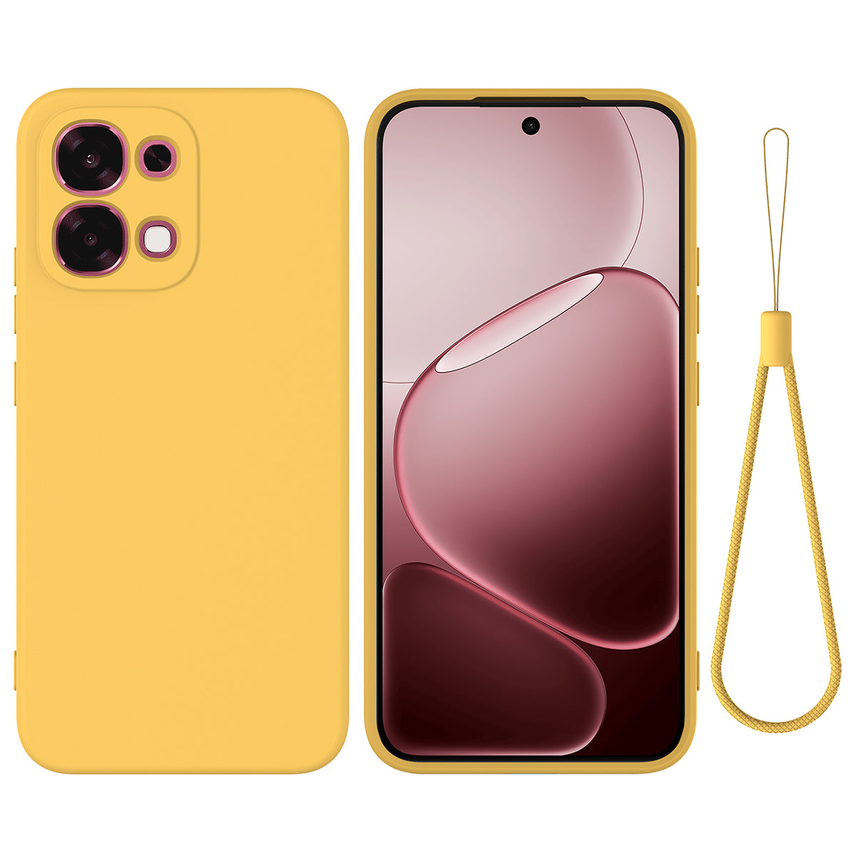 For Oppo F33 5G Liquid Silicone Case Phone Back Cover with Hand Strap