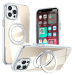 Magnetic Case For iPhone 12  /  12 Pro Fluorescent Design TPU Acrylic Phone Back Cover with 360° Rotating Kickstand