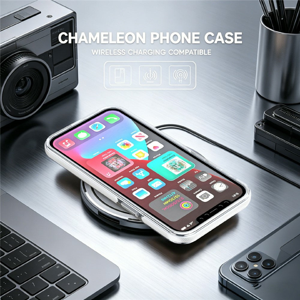 Magnetic Case For iPhone 12  /  12 Pro Fluorescent Design TPU Acrylic Phone Back Cover with 360° Rotating Kickstand