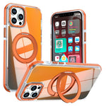 Magnetic Case For iPhone 12  /  12 Pro Fluorescent Design TPU Acrylic Phone Back Cover with 360° Rotating Kickstand