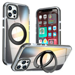 Magnetic Case For iPhone 12  /  12 Pro Fluorescent Design TPU Acrylic Phone Back Cover with 360° Rotating Kickstand