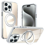 For iPhone 13 Pro Magnetic Case Fluorescent Design TPU Acrylic Phone Back Cover with 360° Rotating Kickstand