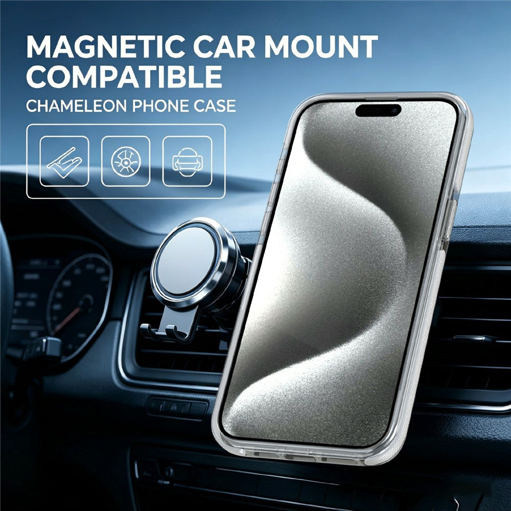 For iPhone 13 Pro Magnetic Case Fluorescent Design TPU Acrylic Phone Back Cover with 360° Rotating Kickstand