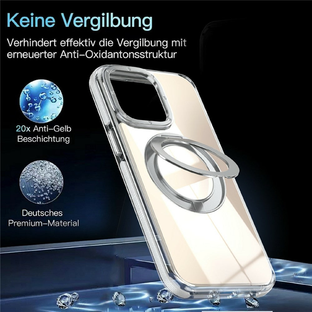For iPhone 13 Pro Magnetic Case Fluorescent Design TPU Acrylic Phone Back Cover with 360° Rotating Kickstand