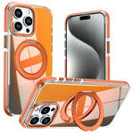 For iPhone 13 Pro Magnetic Case Fluorescent Design TPU Acrylic Phone Back Cover with 360° Rotating Kickstand