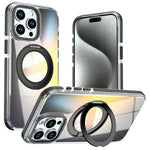 For iPhone 13 Pro Magnetic Case Fluorescent Design TPU Acrylic Phone Back Cover with 360° Rotating Kickstand