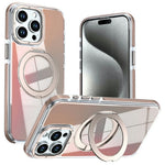 For iPhone 13 Pro Magnetic Case Fluorescent Design TPU Acrylic Phone Back Cover with 360° Rotating Kickstand