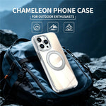 For iPhone 13 Pro Max Magnetic Case Fluorescent Design TPU Acrylic Phone Back Cover with 360° Rotating Kickstand