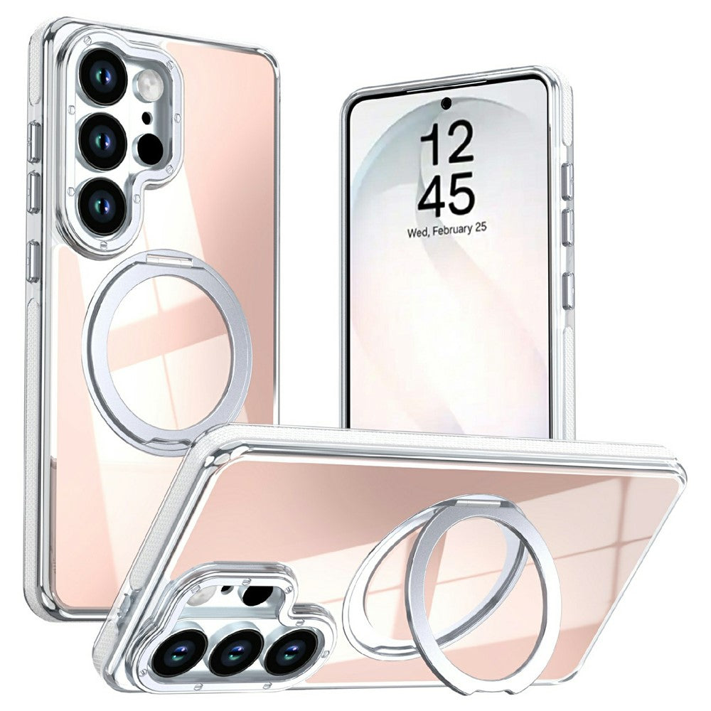 Samsung Galaxy S23 Ultra Magnetiskt Skal Fluorescerande Design TPU Akryl mobil Baksida med 360° Roterande Stativ