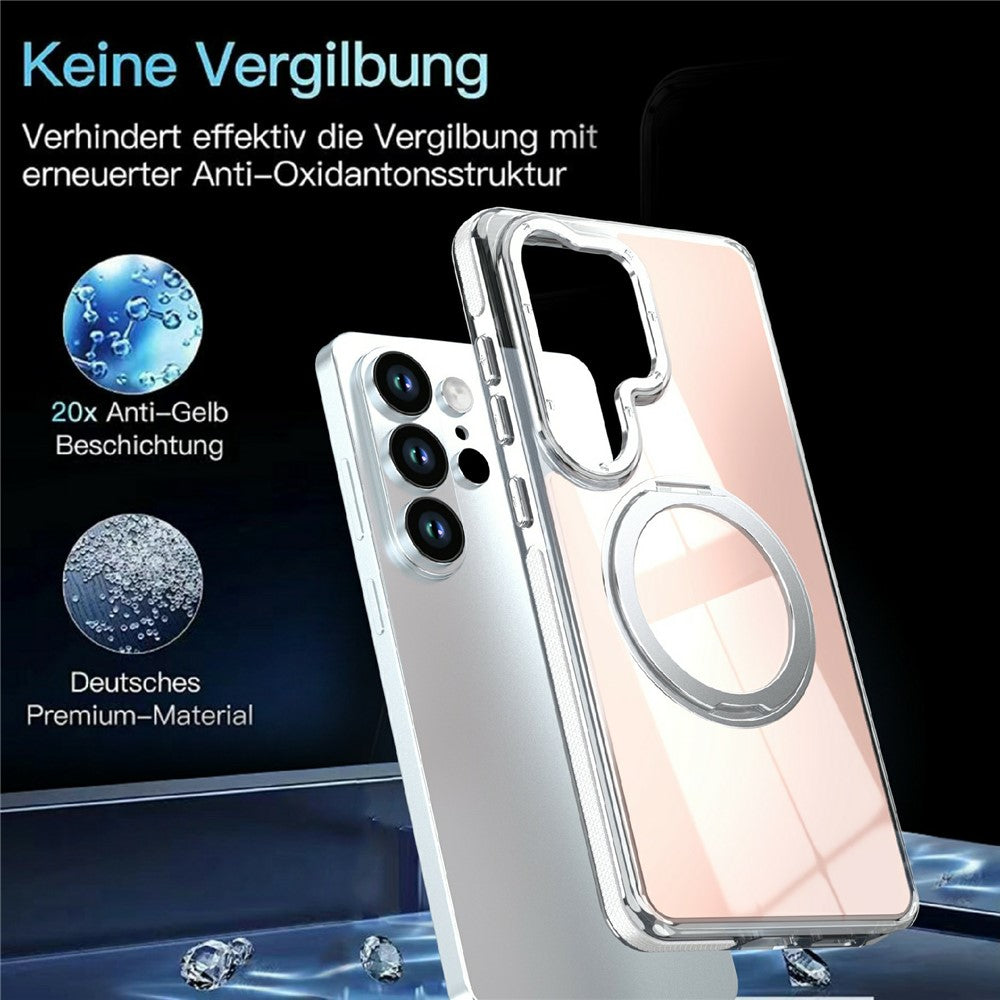 Samsung Galaxy S23 Ultra Magnetiskt Skal Fluorescerande Design TPU Akryl mobil Baksida med 360° Roterande Stativ