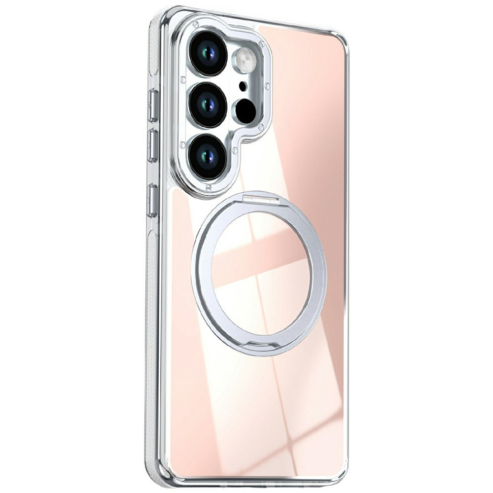 Samsung Galaxy S23 Ultra Magnetiskt Skal Fluorescerande Design TPU Akryl mobil Baksida med 360° Roterande Stativ