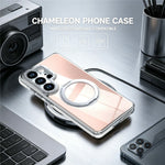 Samsung Galaxy S23 Ultra Magnetiskt Skal Fluorescerande Design TPU Akryl mobil Baksida med 360° Roterande Stativ