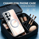Samsung Galaxy S23 Ultra Magnetiskt Skal Fluorescerande Design TPU Akryl mobil Baksida med 360° Roterande Stativ