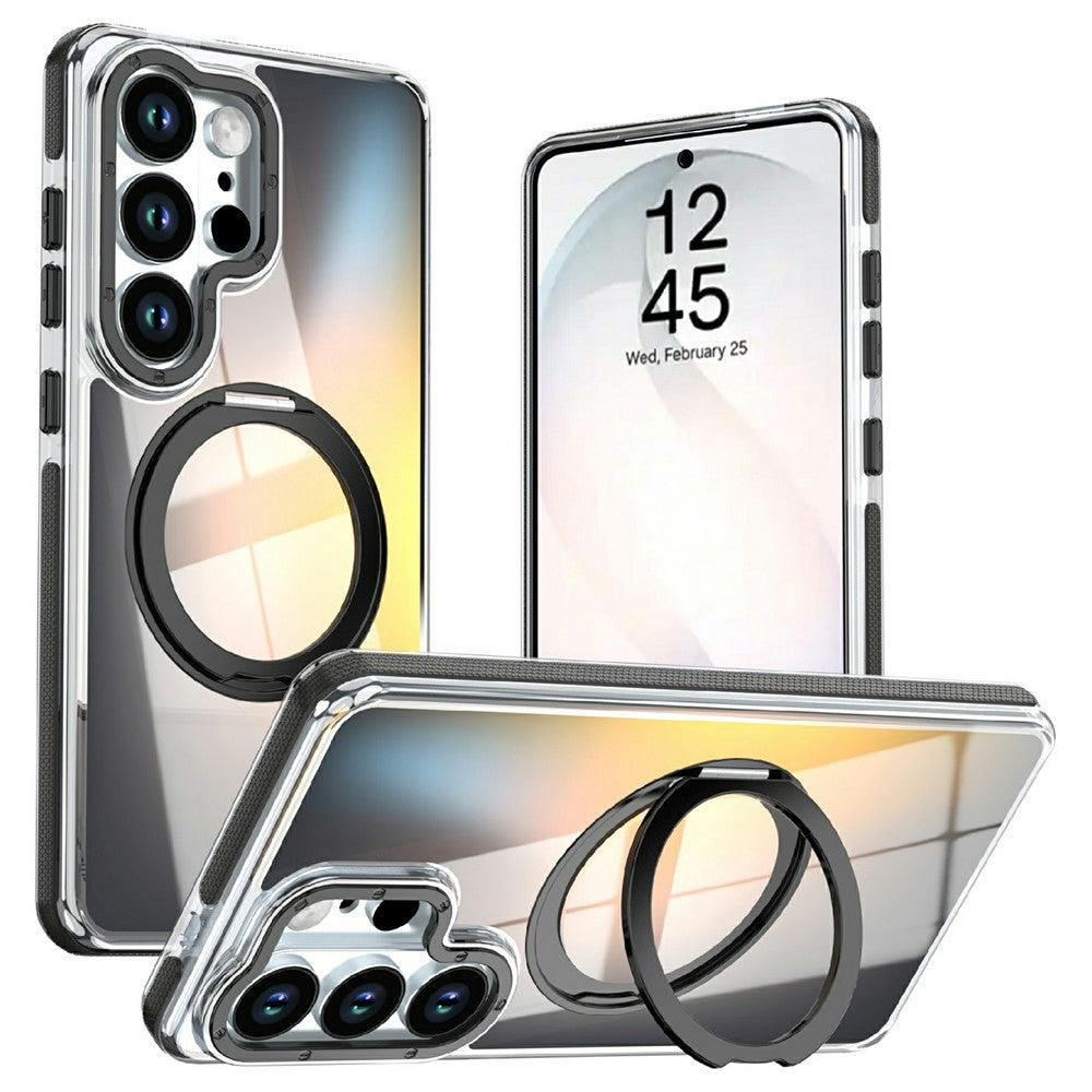 Samsung Galaxy S23 Ultra Magnetiskt Skal Fluorescerande Design TPU Akryl mobil Baksida med 360° Roterande Stativ