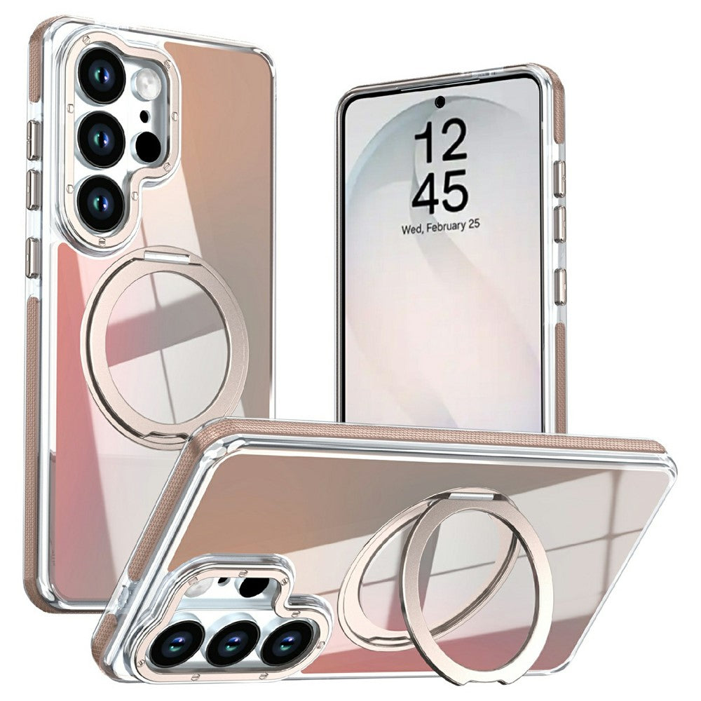 Samsung Galaxy S23 Ultra Magnetiskt Skal Fluorescerande Design TPU Akryl mobil Baksida med 360° Roterande Stativ