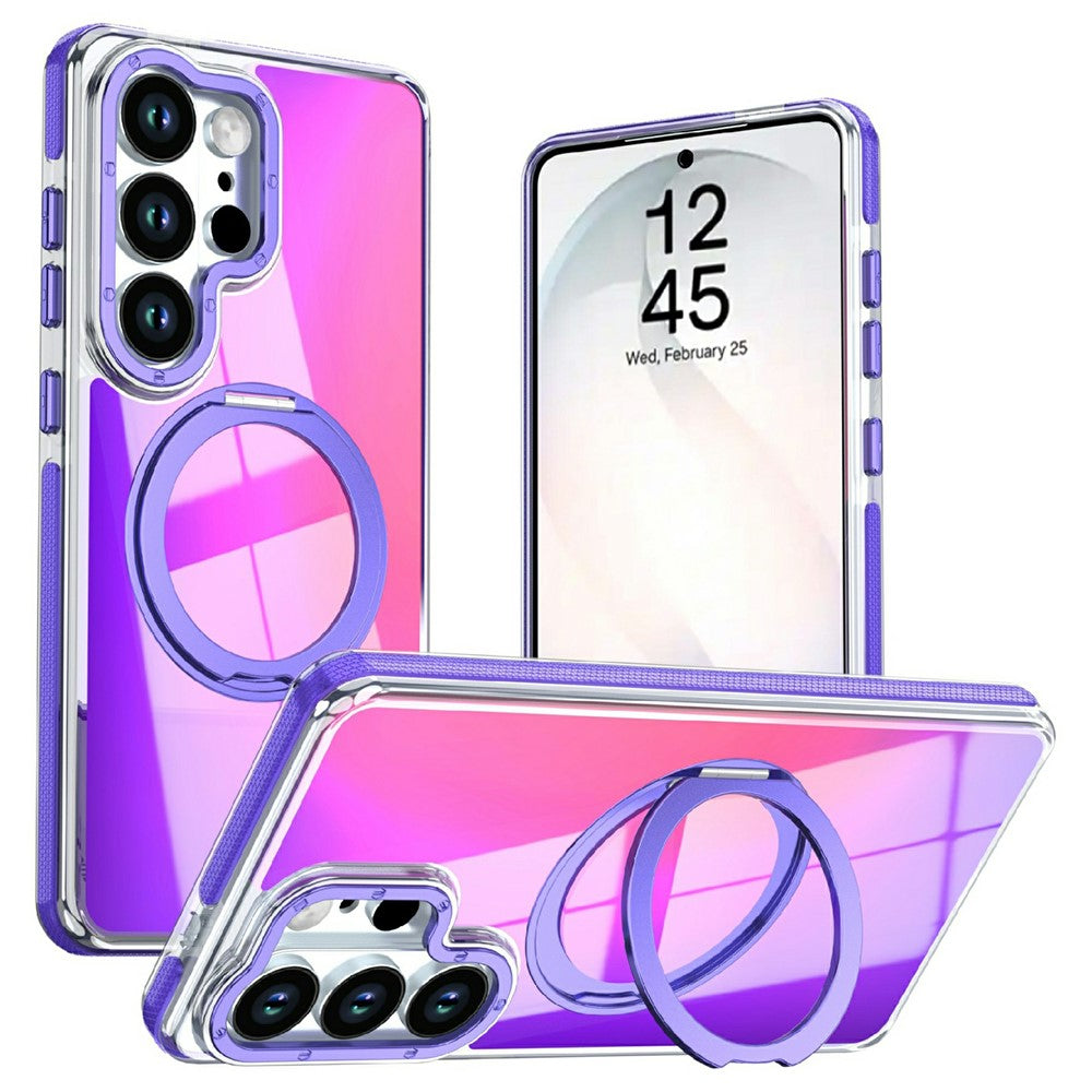 Samsung Galaxy S23 Ultra Magnetiskt Skal Fluorescerande Design TPU Akryl mobil Baksida med 360° Roterande Stativ